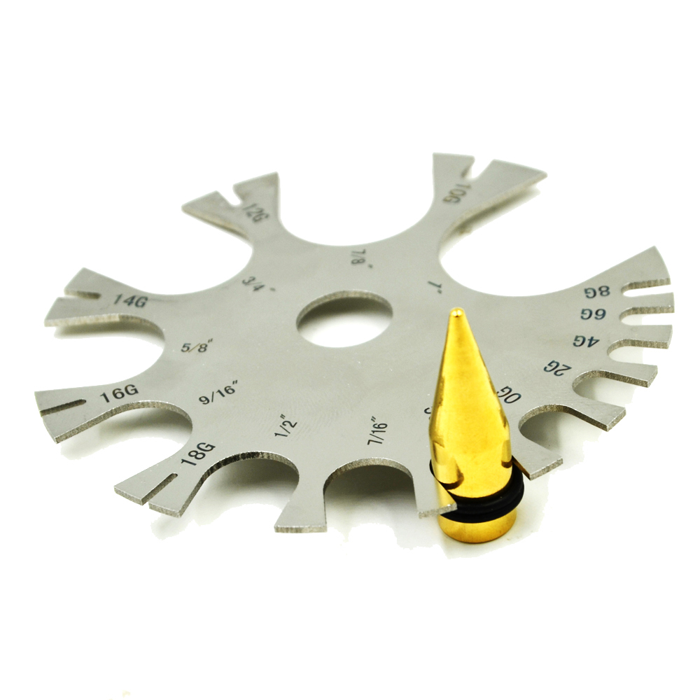 Body Jewelry Gauge To Mm - أداة قياس من الفولاذ المقاوم للصدأ