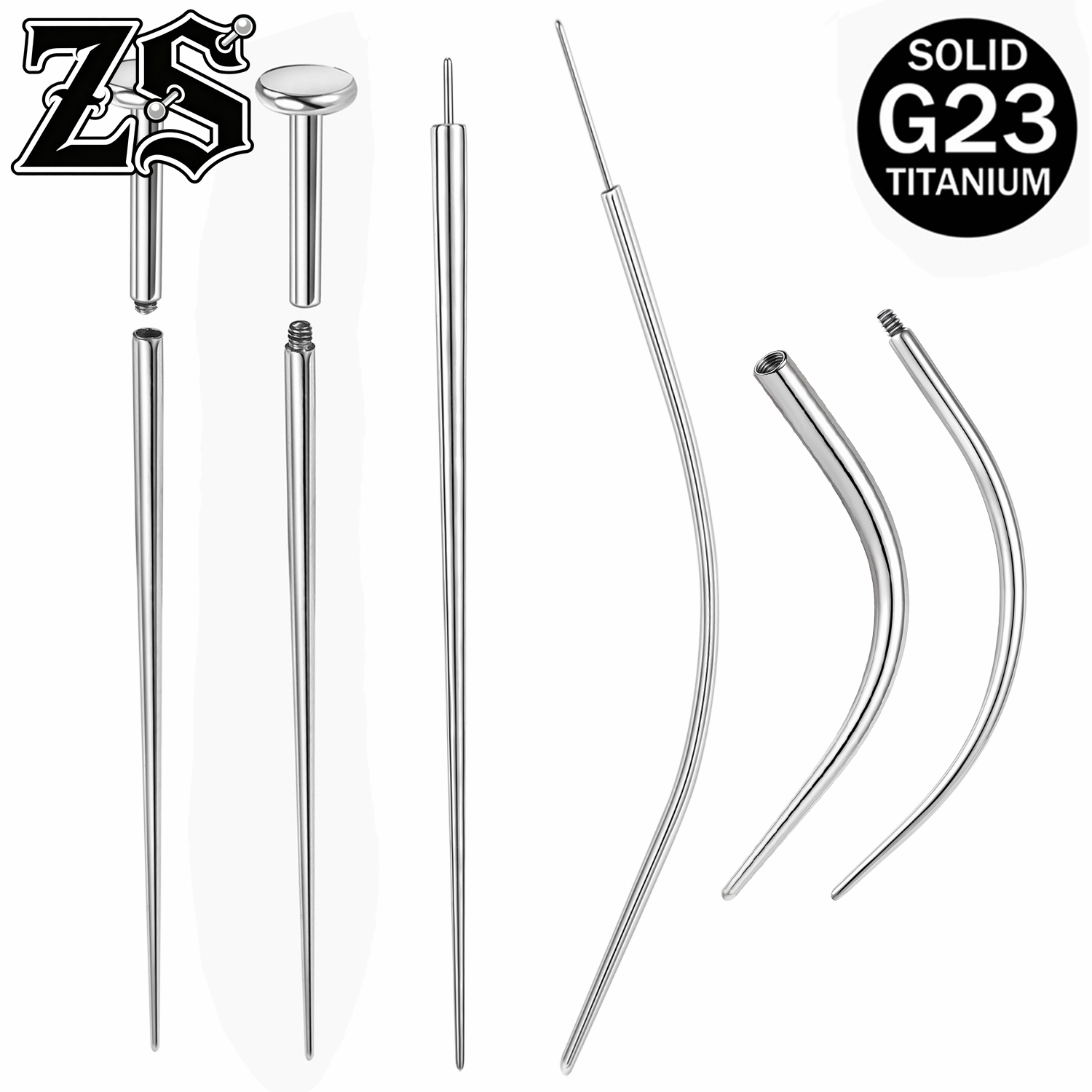 Zs Body Jewelry - إبرة ثقب الأنف/الآذن/البطن/الشفاه من التيتانيوم الصلب