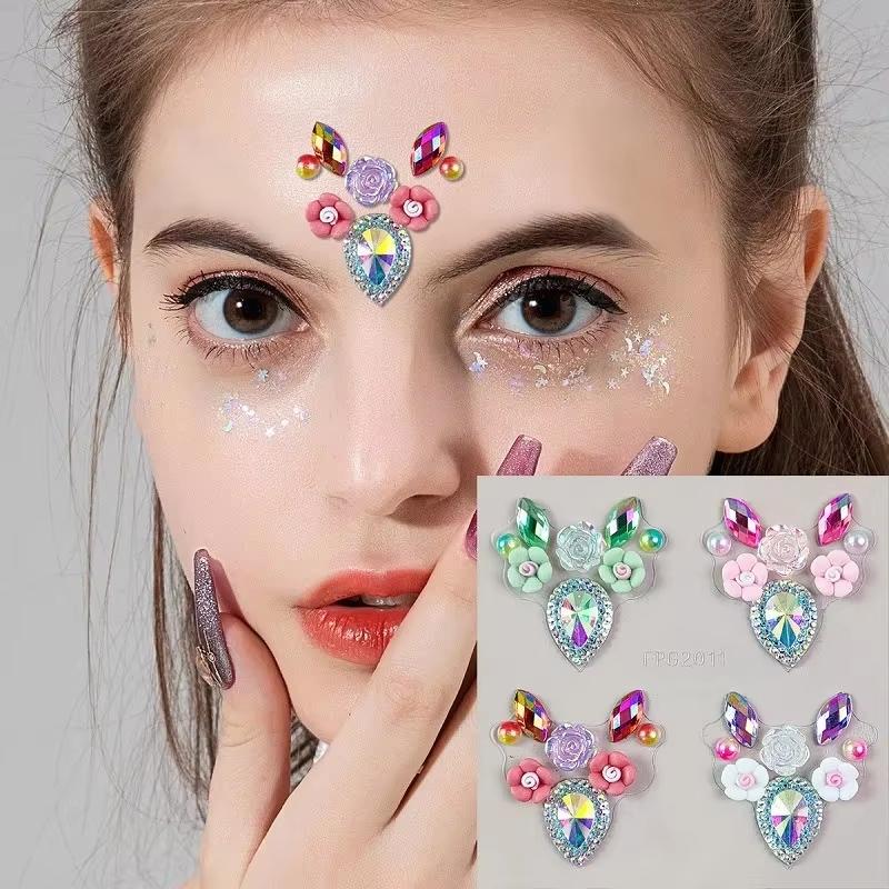 Body Jewelry Eyebrow - ملصقات كريستال ثلاثية الأبعاد للعين والوجه،