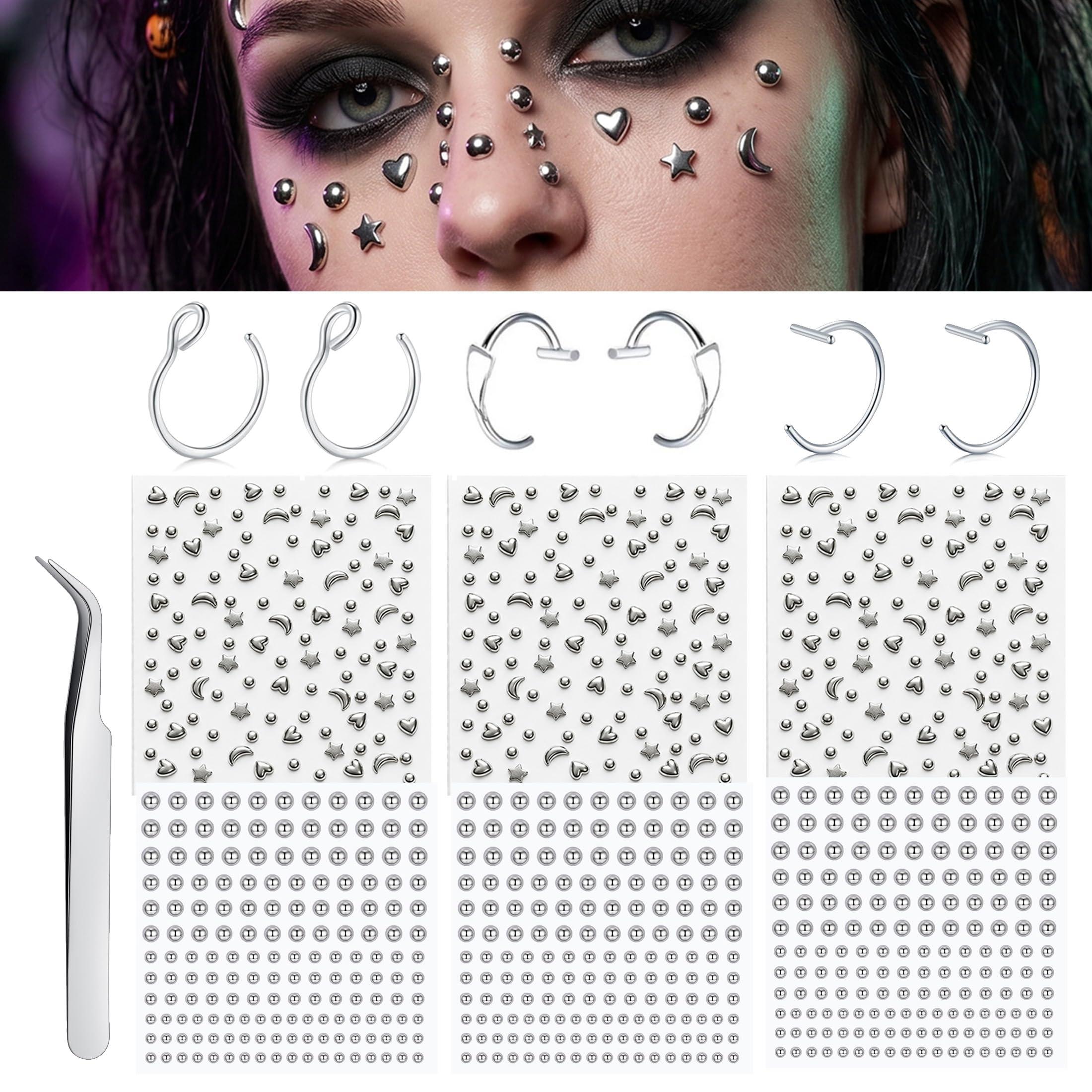 Body Jewelry Eyebrow - كرات ثقوب وهمية لاصقة للأنف، حلقات