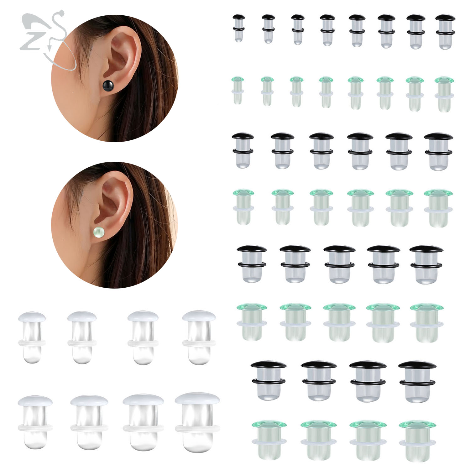 Zs Body Jewelry - ZS 1 أسود سدادة أذن زجاجية