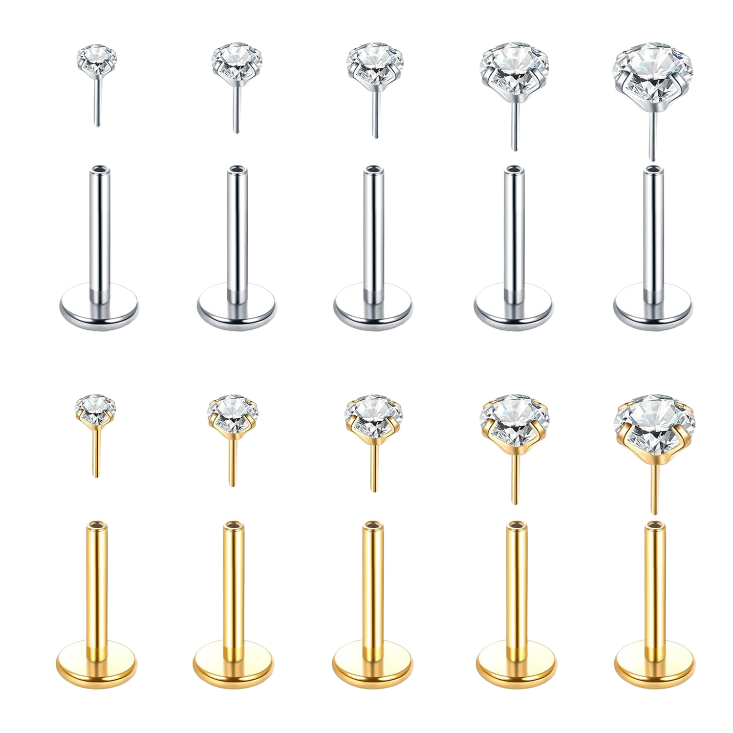 Body Jewelry Threadless - 5 قطعة دفع في الأذن الأنف