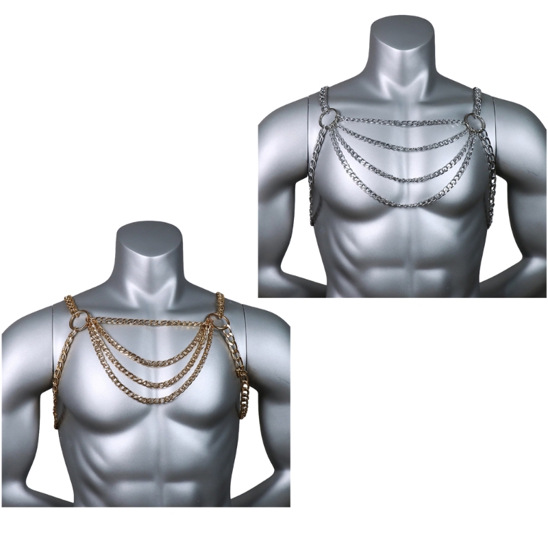 Body Jewelry For Men - الرجال مثير الجسم المعدني الصدر سلسلة