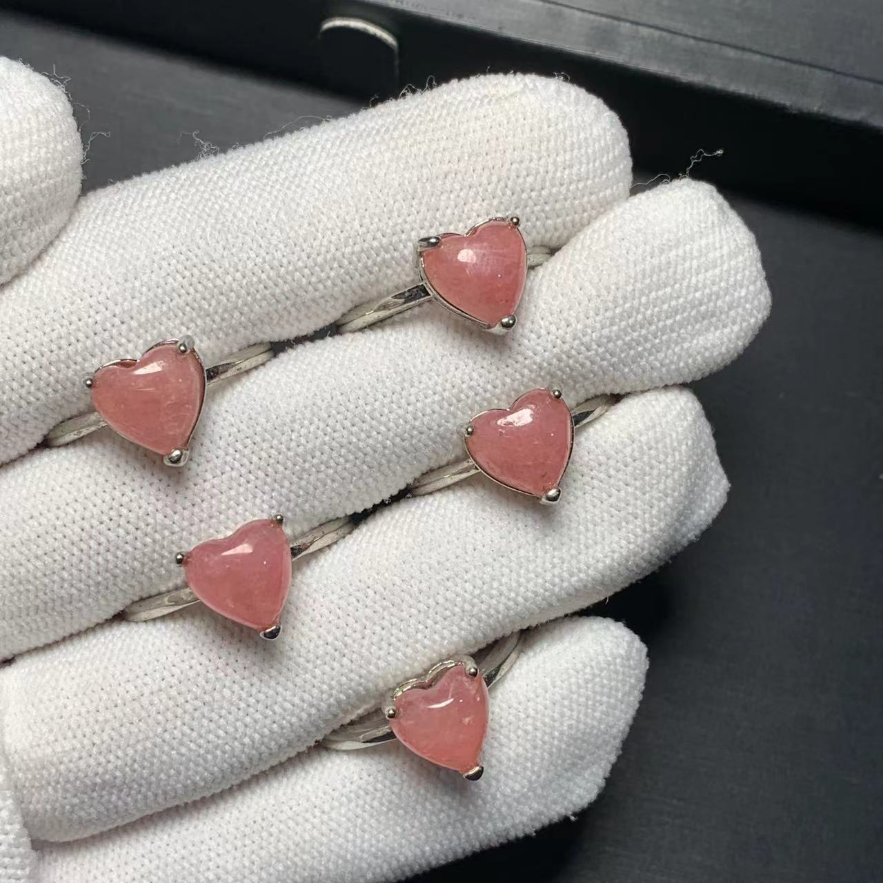 Body Jewelry Wholesale - القلب الطبيعي الرودوكروسيت خاتم قابل للتعديل