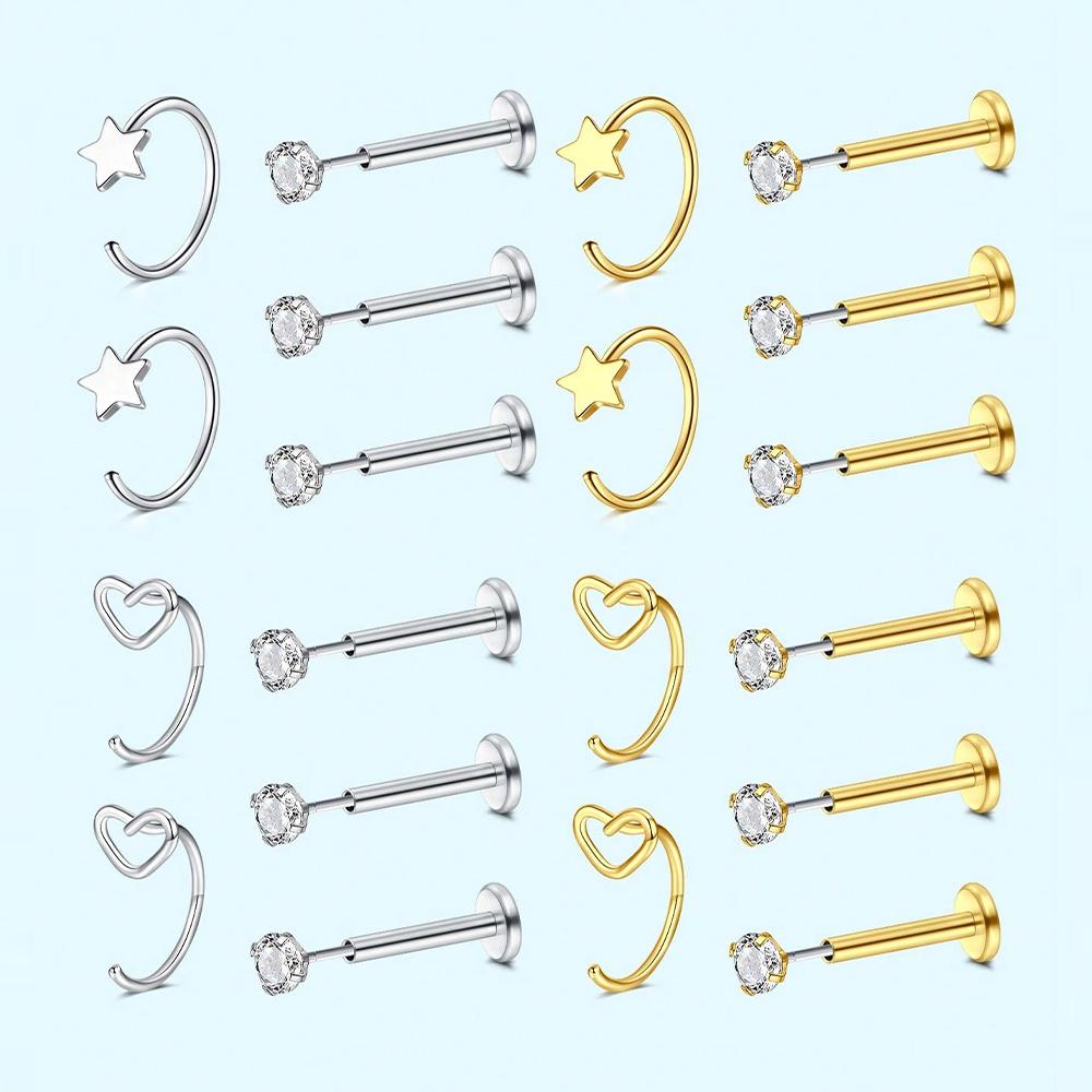 Body Jewelry Threadless - 5 قطع من حلقات الأنف، مسامير
