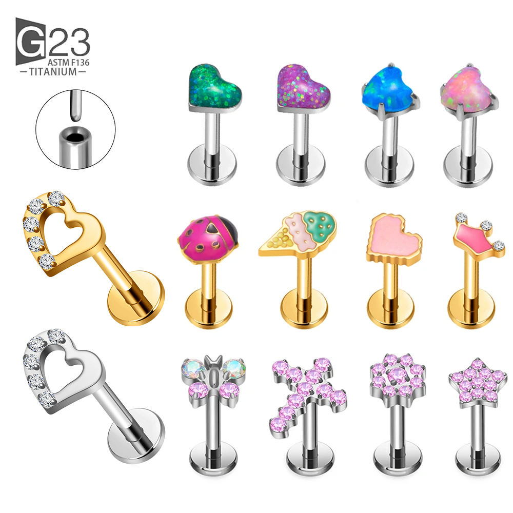 Body Jewelry Threadless - G23 التيتانيوم Threadless Piercing16G/18 جرام/20 جرام