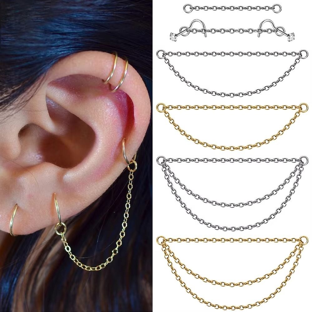 Body Jewelry Titanium - سلسلة أنف من التيتانيوم بتصميم عصري،