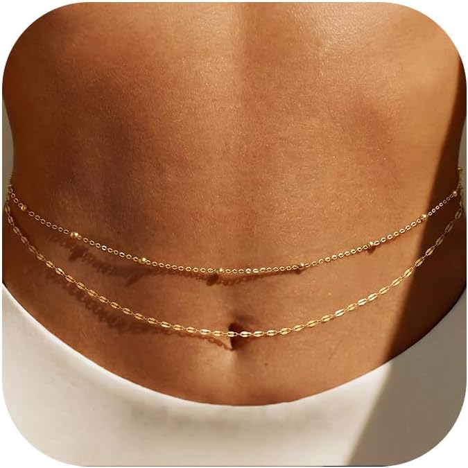 Qualiti Body Jewelry - سلسلة خصر مطلية بالذهب عيار 14