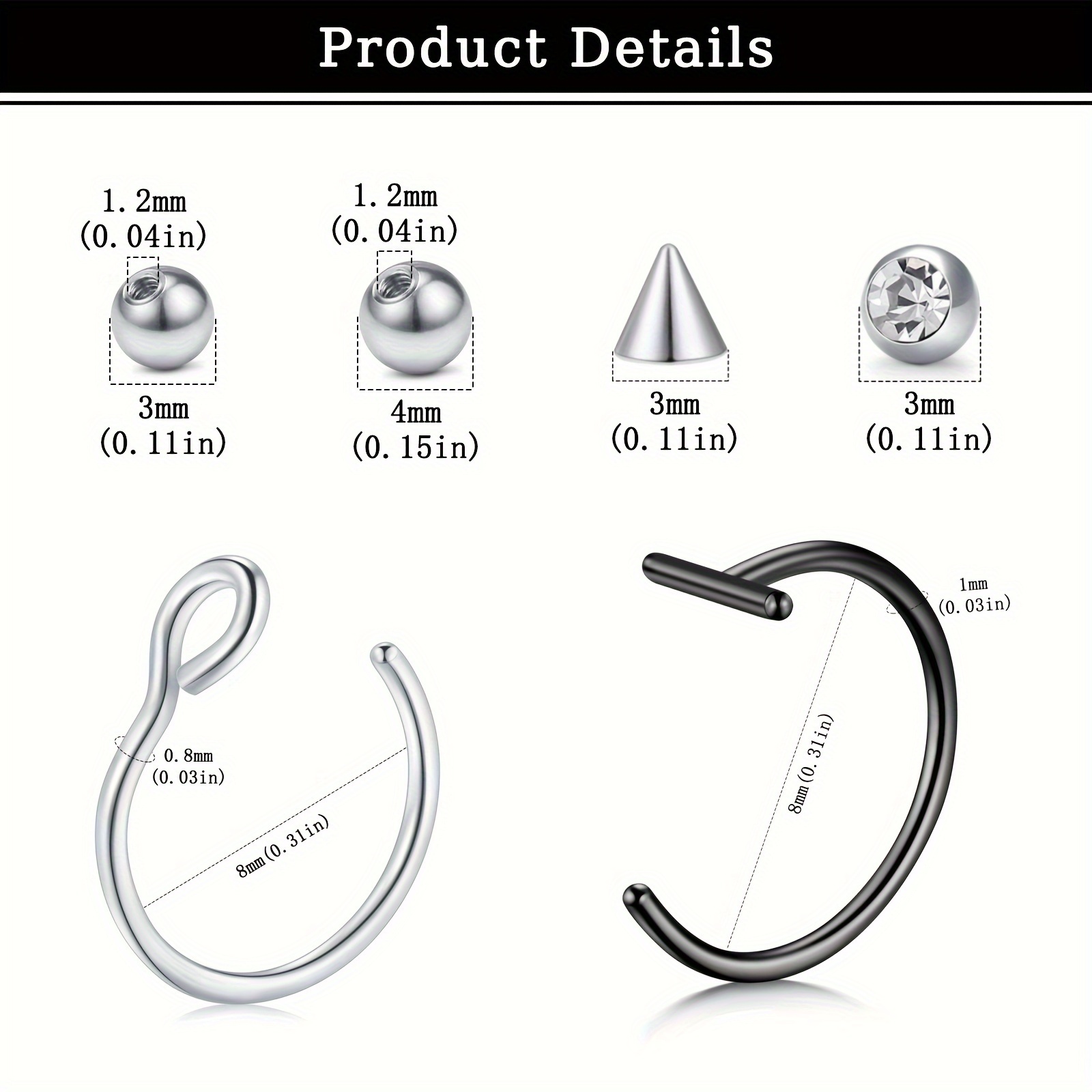 ثقوب مزيفة، حلقة شفاه مزيفة، ح - مراجعة Body Jewelry Eyebrow وسعره