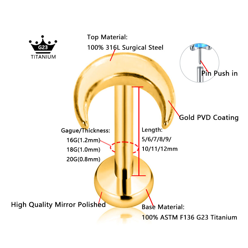 ASTM F136 G23 التيتانيوم لامعة - مراجعة Body Jewelry Threadless وسعره