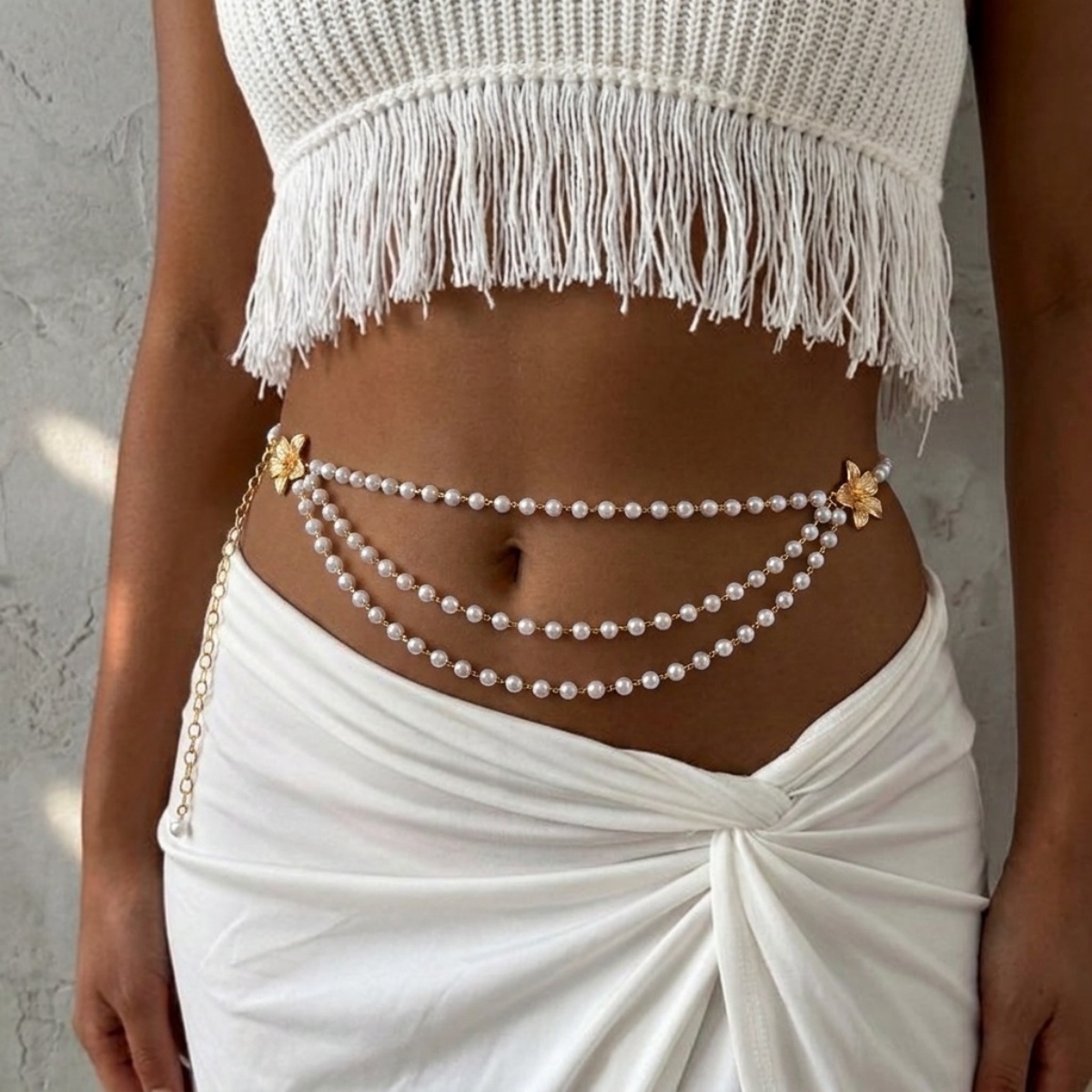 سلسلة خصر معدنية بتصميم زهور ب - مراجعة Body Jewelry For Men وسعره