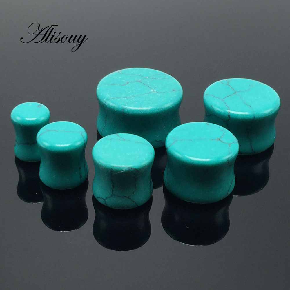 Alisouy 2 قطع موضة الحجر الأخض - مراجعة Body Jewelry Gauge To Mm وسعره
