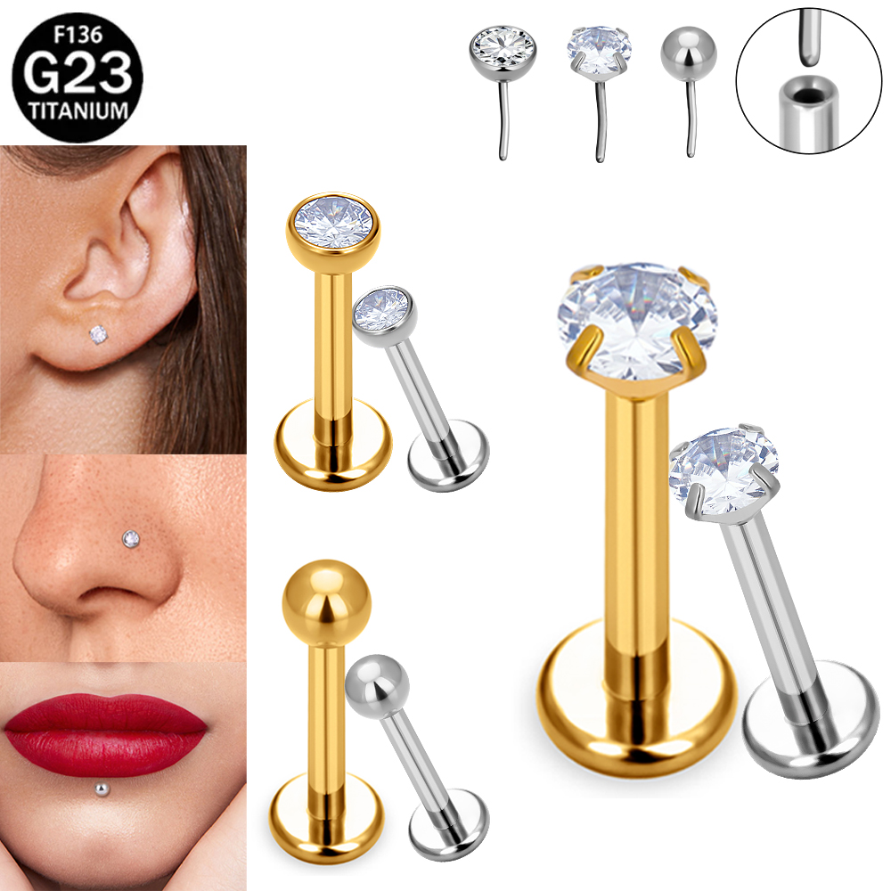 أقراط لابريت مسطحة بدون خيوط م - مراجعة Body Jewelry Implant Grade Titanium وسعره