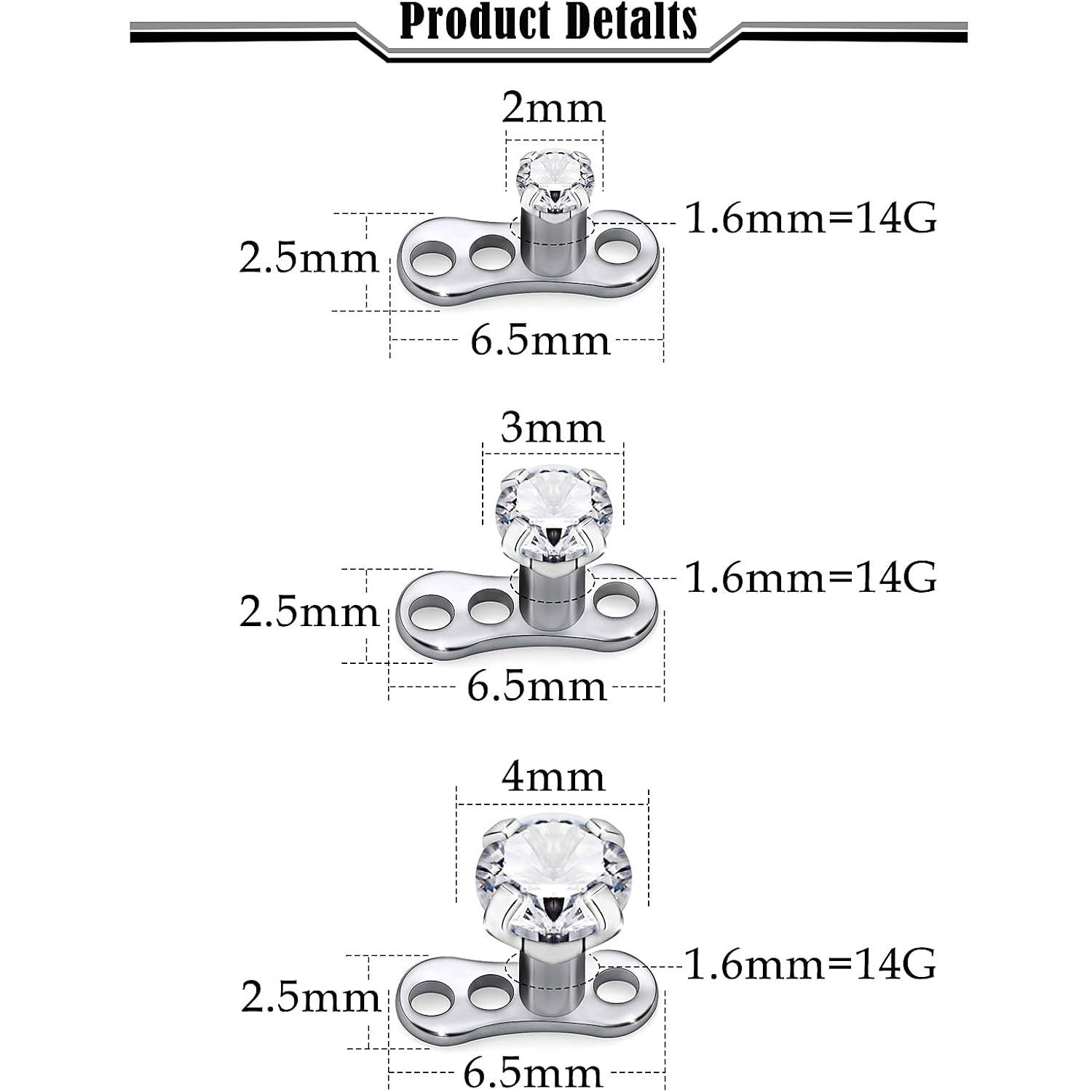 14G G23 التيتانيوم ثقب الجلد ا - مراجعة Body Jewelry Implant Grade Titanium وسعره