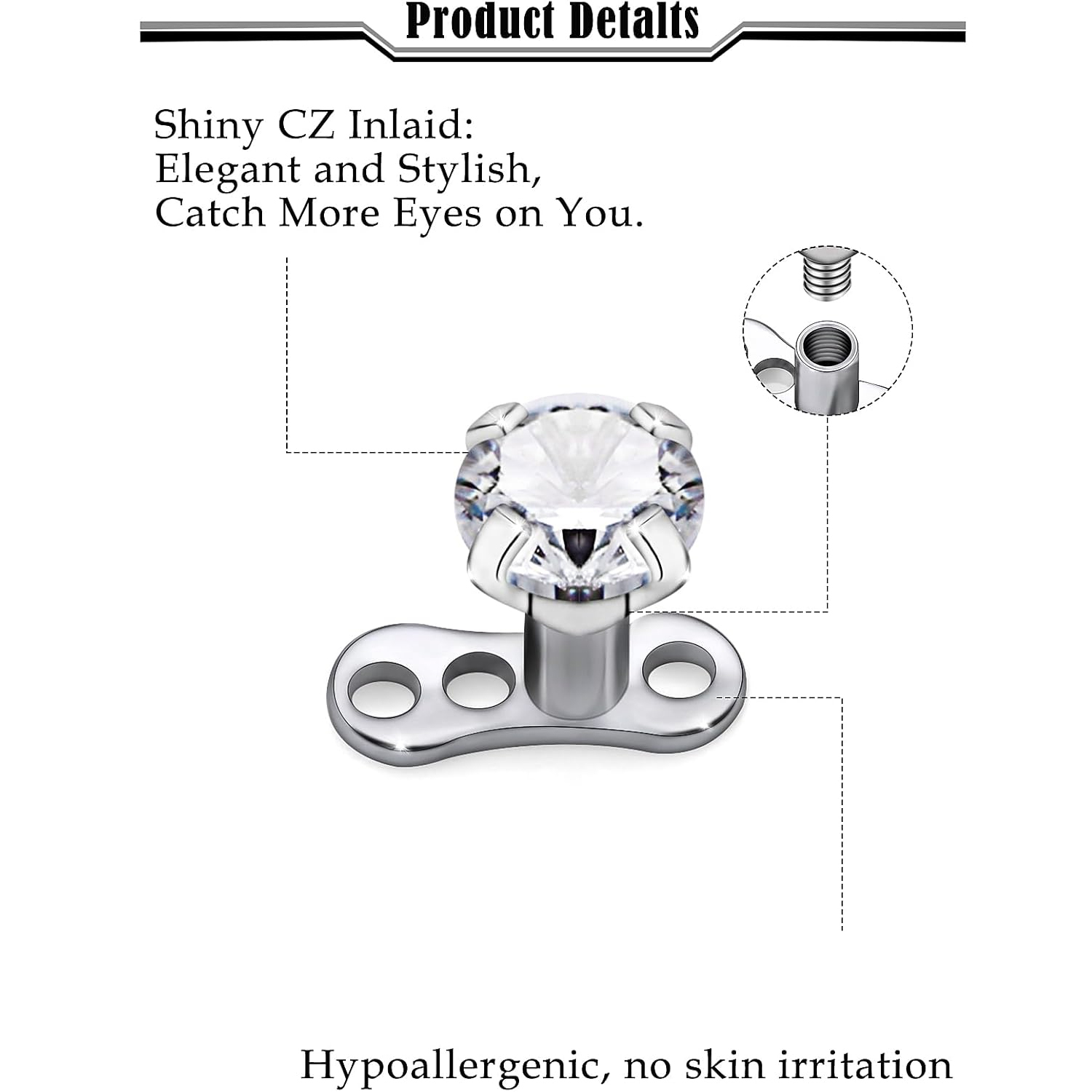 14G G23 التيتانيوم ثقب الجلد ا - مراجعة Body Jewelry Implant Grade Titanium وسعره