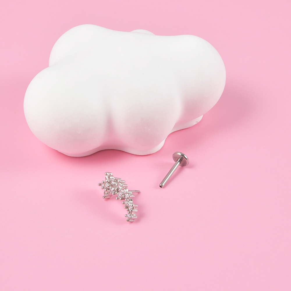 الجراحية الصلب الزركون Labret  - مراجعة Body Jewelry Threadless وسعره